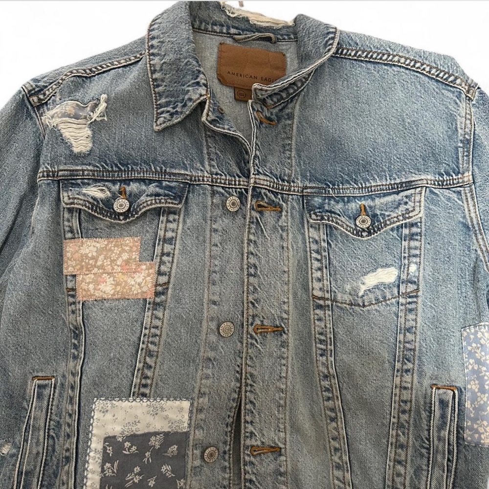 American Eagle patched denim jacket